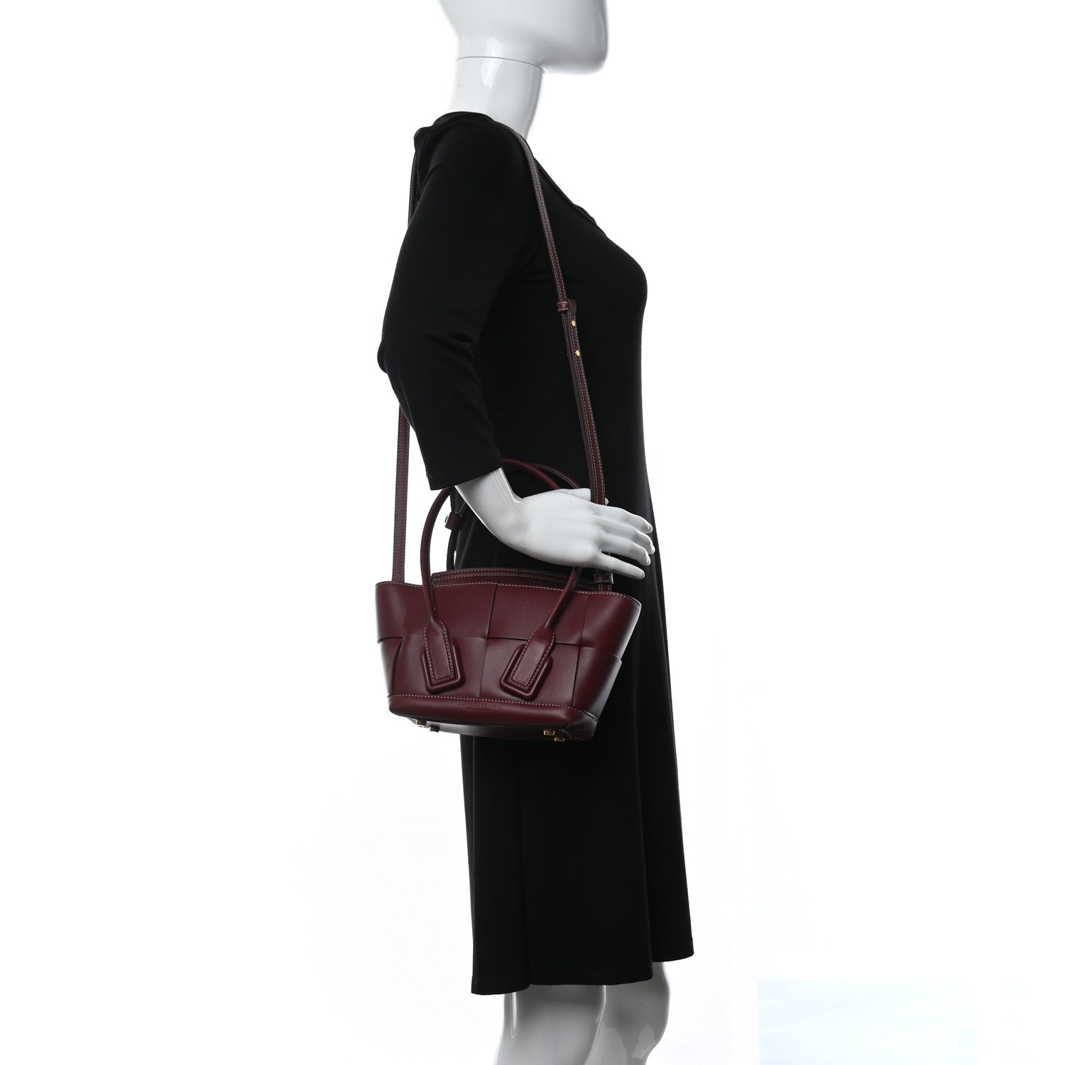 Bottega Veneta Calfskin Mini Maxi Intrecciato Arco Burgundy 2 of 13