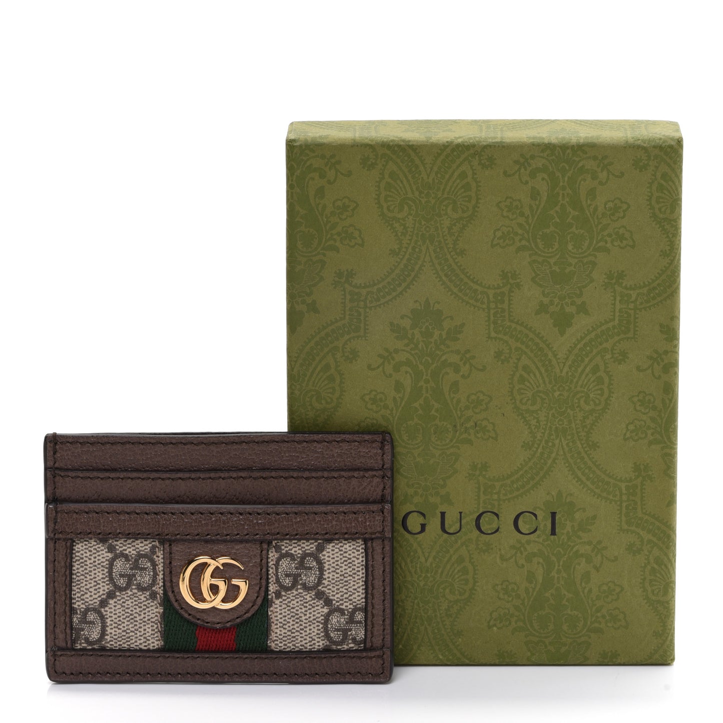 GG Supreme Monogram Ophidia Card Holder Brown