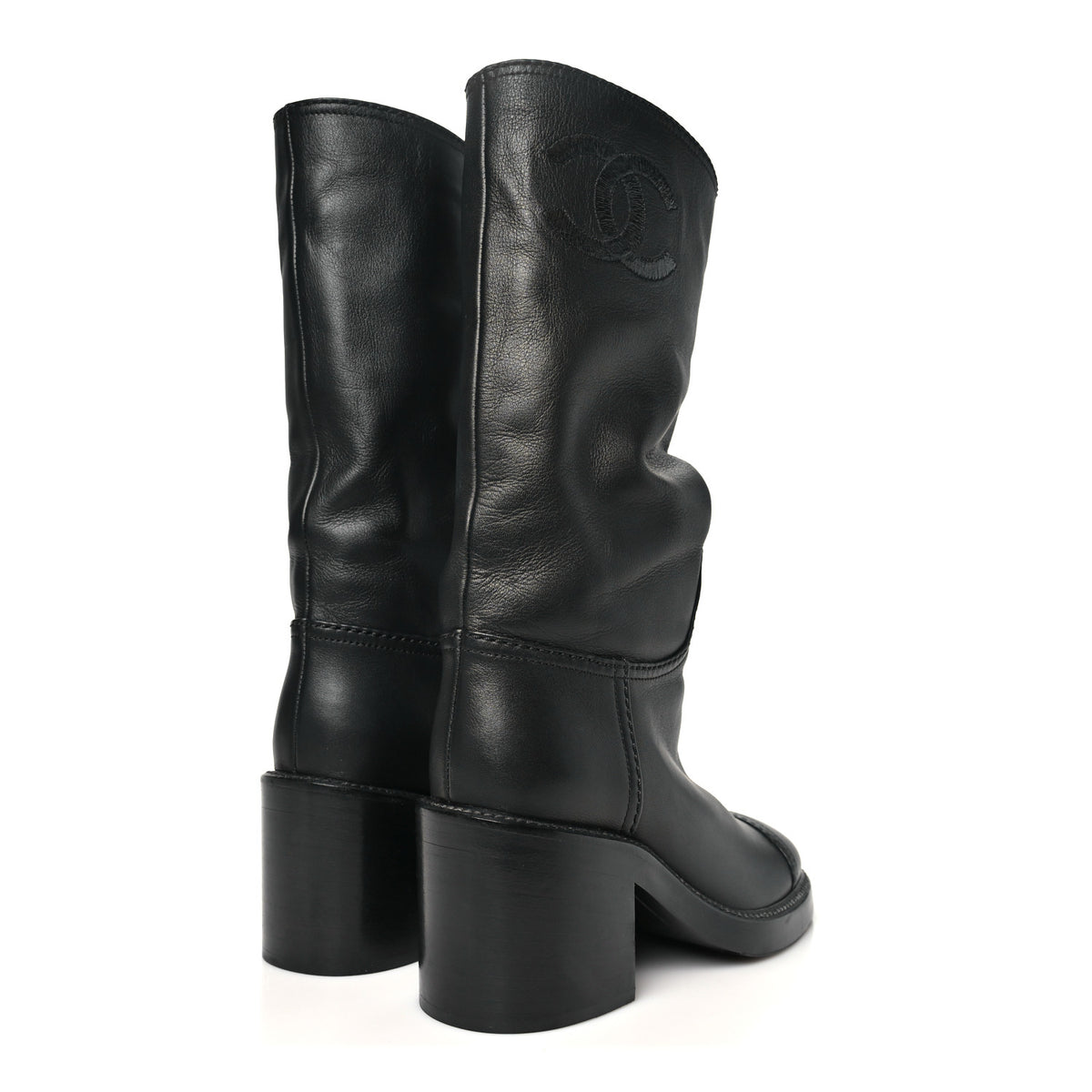 Chanel Calfskin Cap Toe High Boots 35 Black 5 of 9
