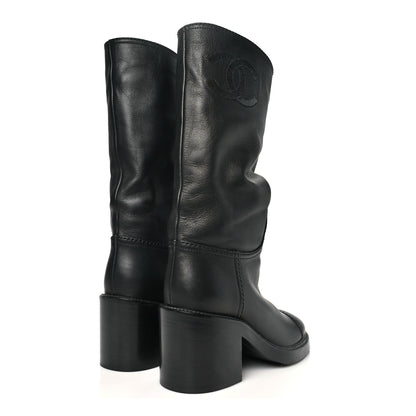 Chanel Calfskin Cap Toe High Boots 35 Black 5 of 9