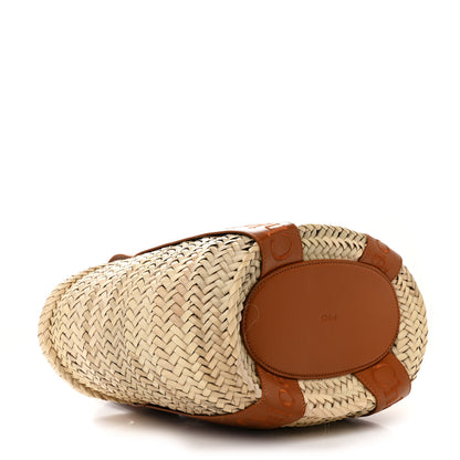Chloe Raffia Smooth Calfskin Medium Sense Basket Caramel 4 of 14