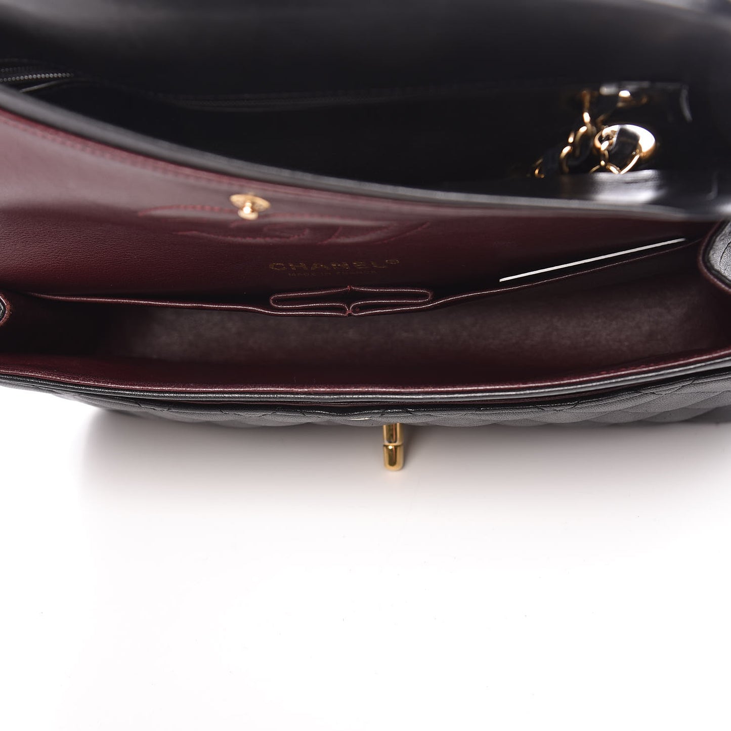 Lambskin Quilted Medium Double Flap Black