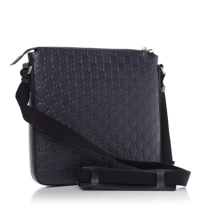Gucci Guccissima Signature Medium Flat Messenger Bag Blue 3 of 9