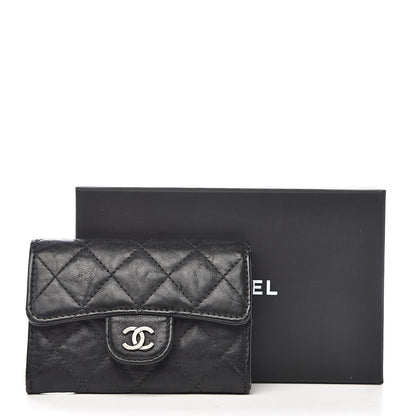Chanel Crumpled Calfskin Quilted Flap Card Holder Wallet So Black 9 of 9