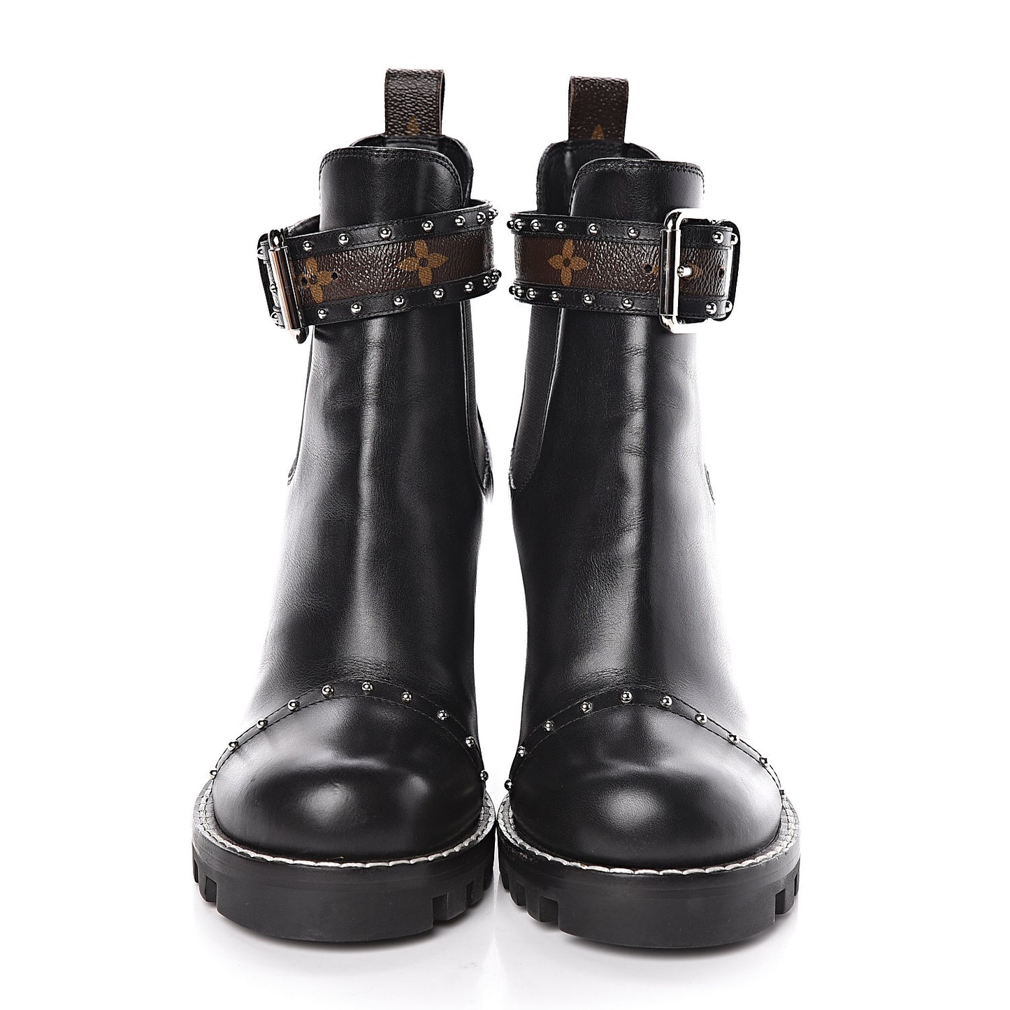 Calfskin Monogram Star Trail Chelsea Ankle Boots 39 Black