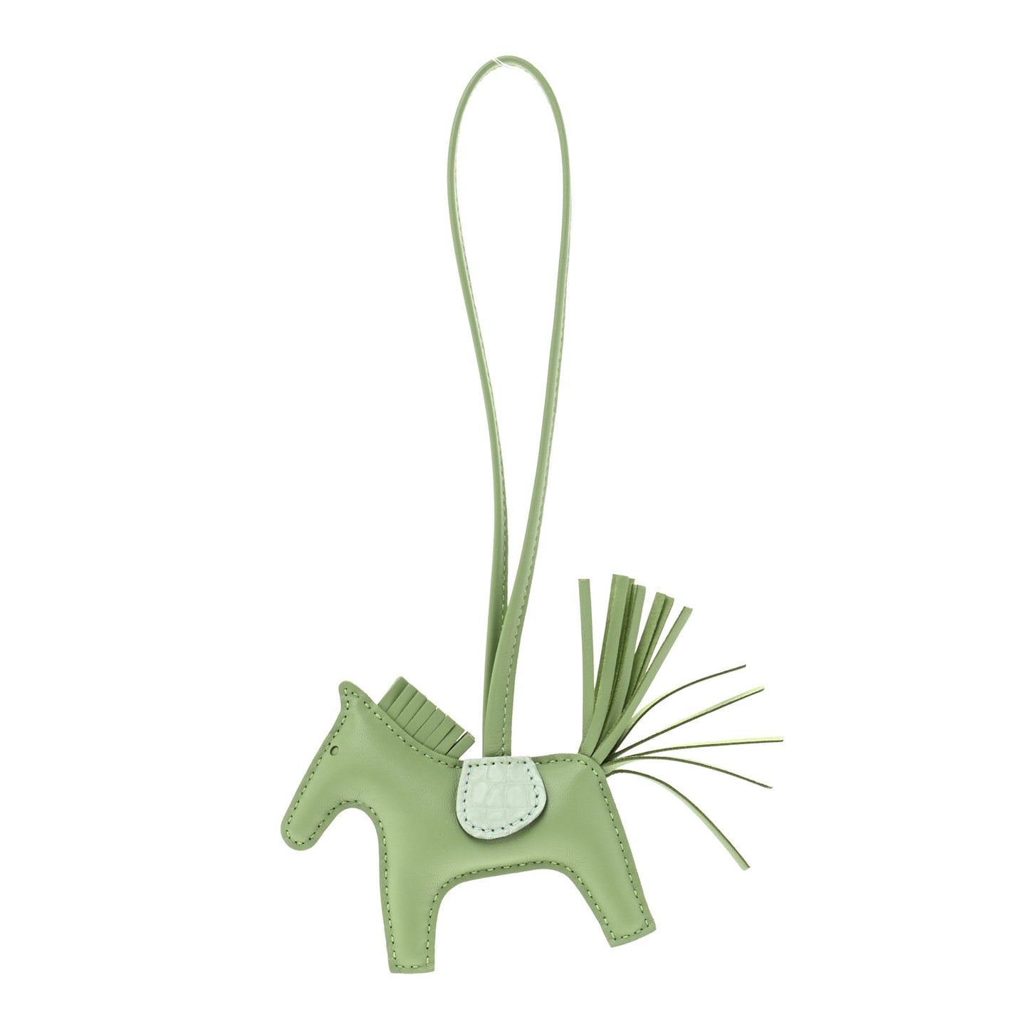 Milo Lambskin Matte Alligator Touch Grigri Rodeo Horse Bag Charm PM Vert Criquet Vert D'eau