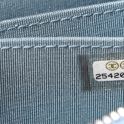 Chanel Lambskin Camellia Embossed Studded Zip Coin Purse Blue 7 of 8