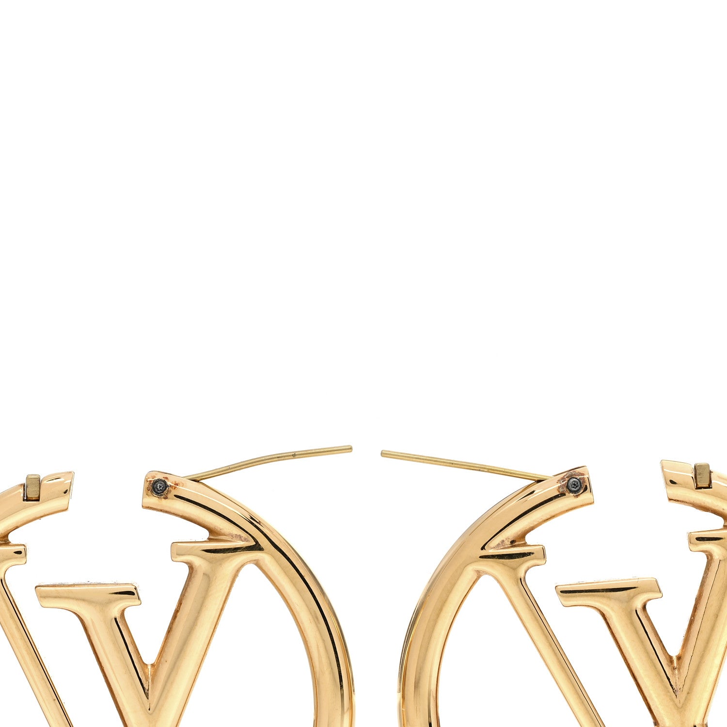 Louis Vuitton Metal Louise Hoop Earrings Gold 3 of 5