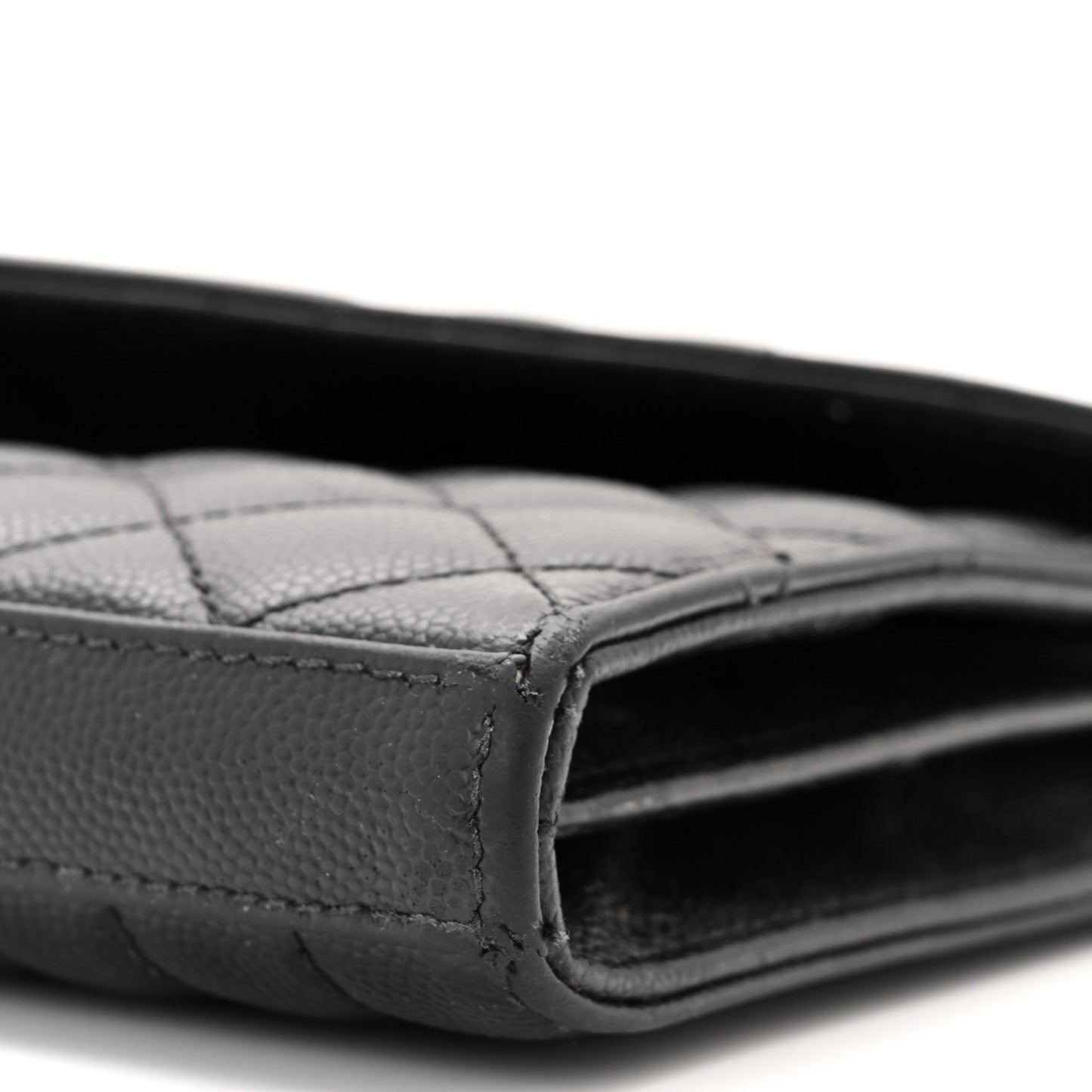 Grain De Poudre Mixed Matelasse Triquilt Monogram Chain Wallet Black