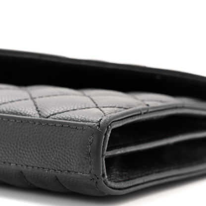 Saint Laurent Grain De Poudre Mixed Matelasse Triquilt Monogram Chain Wallet Black 9 of 10