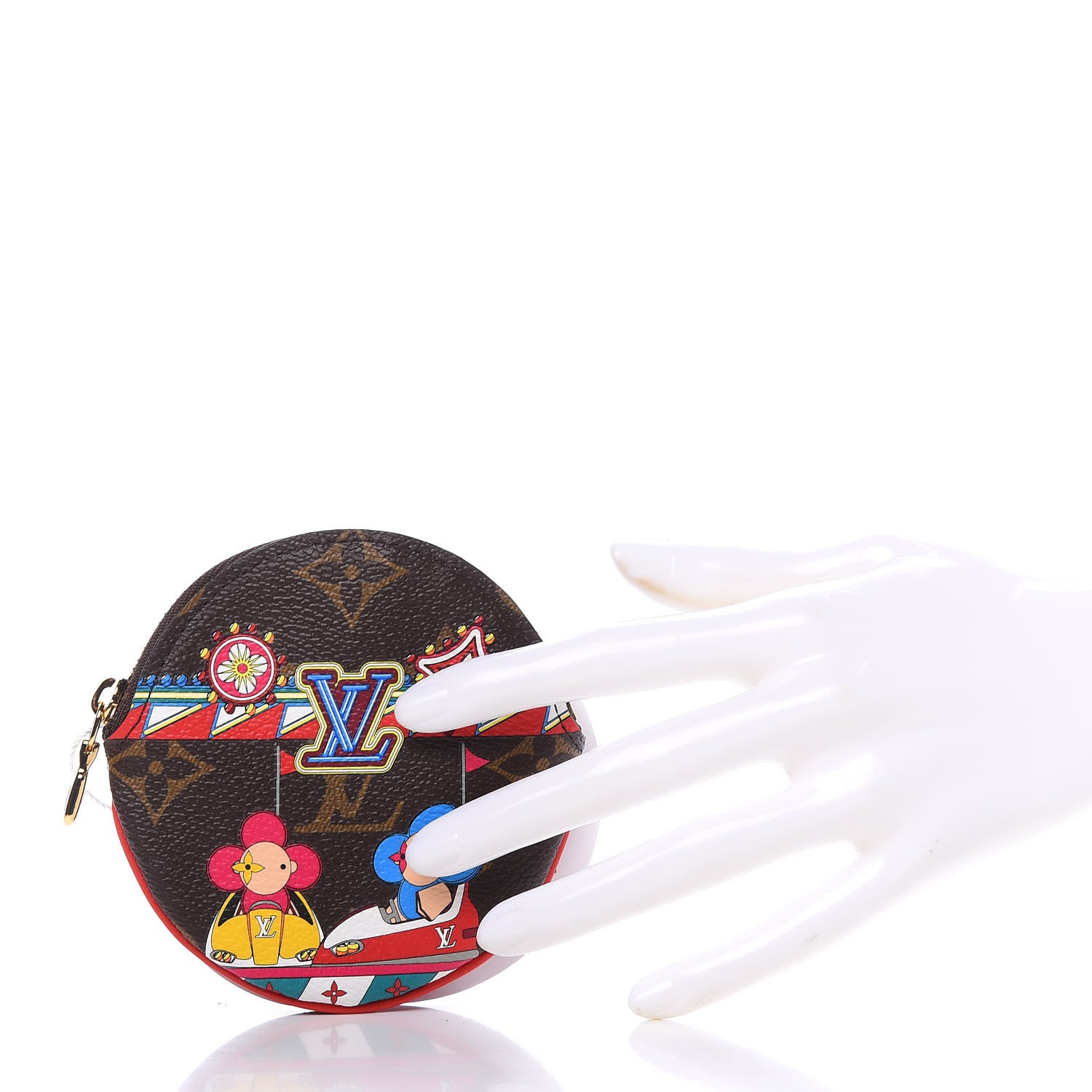 Louis Vuitton Monogram 2020 Christmas Animation Bumper Cars Round Coin Purse Coquelicot 2 of 11
