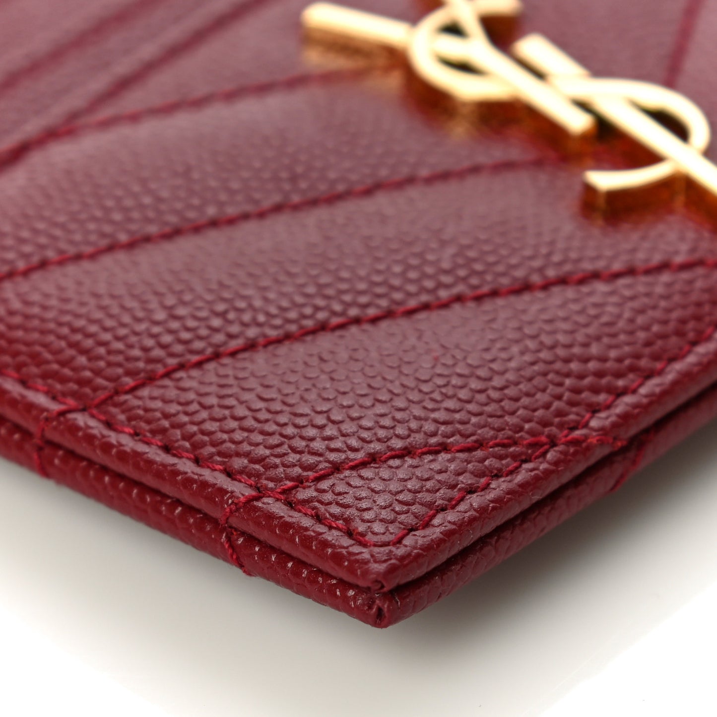 Grain De Poudre Matelasse Chevron Monogram Credit Card Case New Red