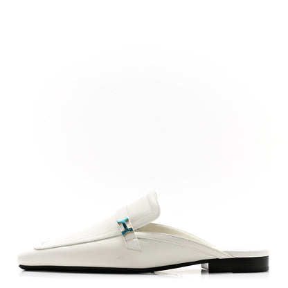 Hermes Calfskin Womens Groupie Mules 38 White 1 of 12