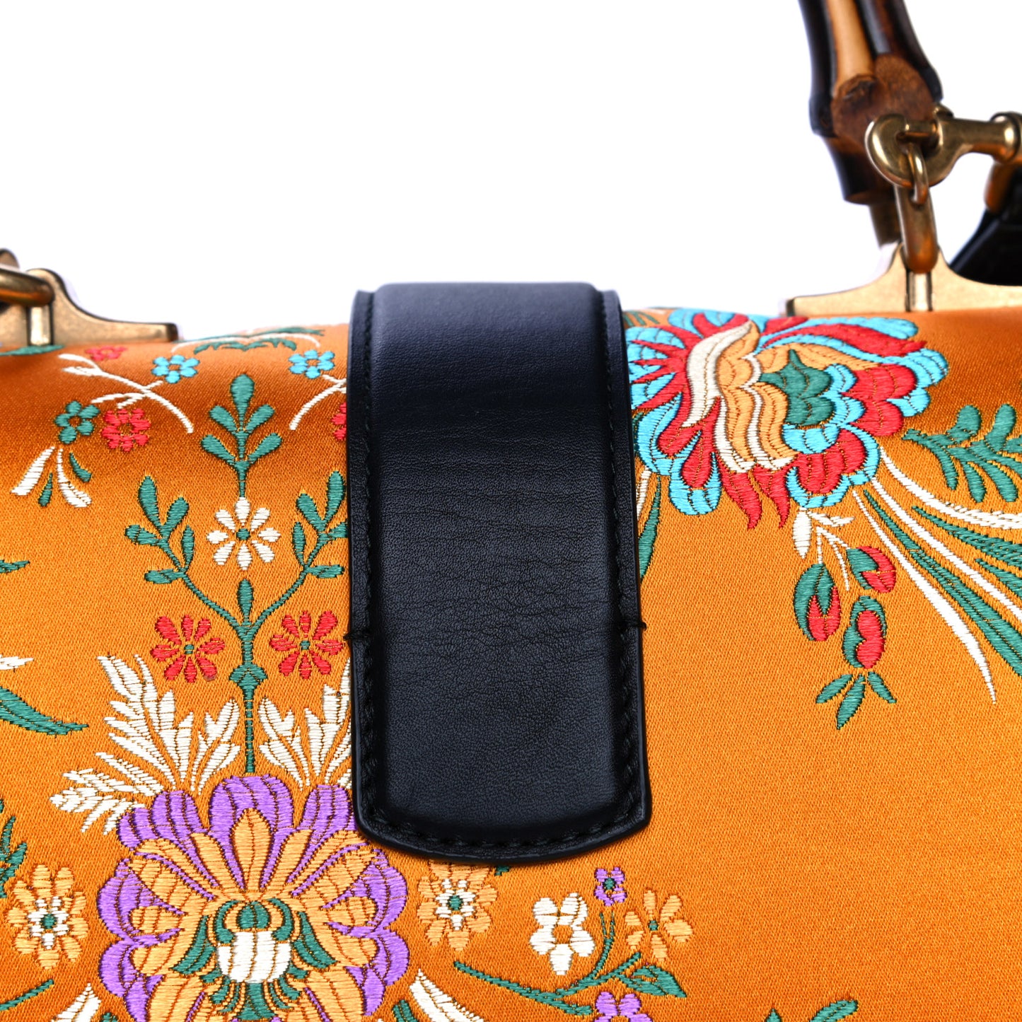 Satin Calfskin Bamboo Web Tokyo Print Medium Dionysus Top Handle Bag Giallo Multicolor Blue Agata Hibiscus Red