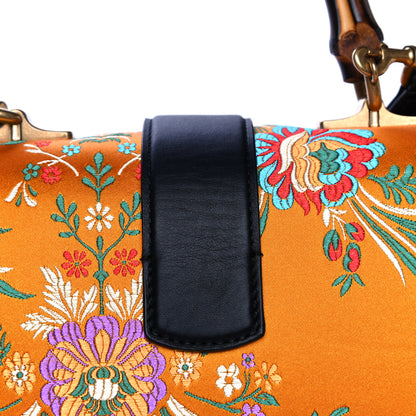 Gucci Satin Calfskin Bamboo Web Tokyo Print Medium Dionysus Top Handle Bag Giallo Multicolor Blue Agata Hibiscus Red 23 of 40