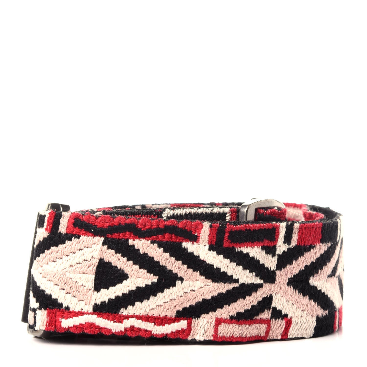 Valentino Garavani Canvas Geometric Embroidered Rockstud Guitar Strap Red Pink 2 of 8