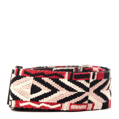 Valentino Garavani Canvas Geometric Embroidered Rockstud Guitar Strap Red Pink 2 of 8