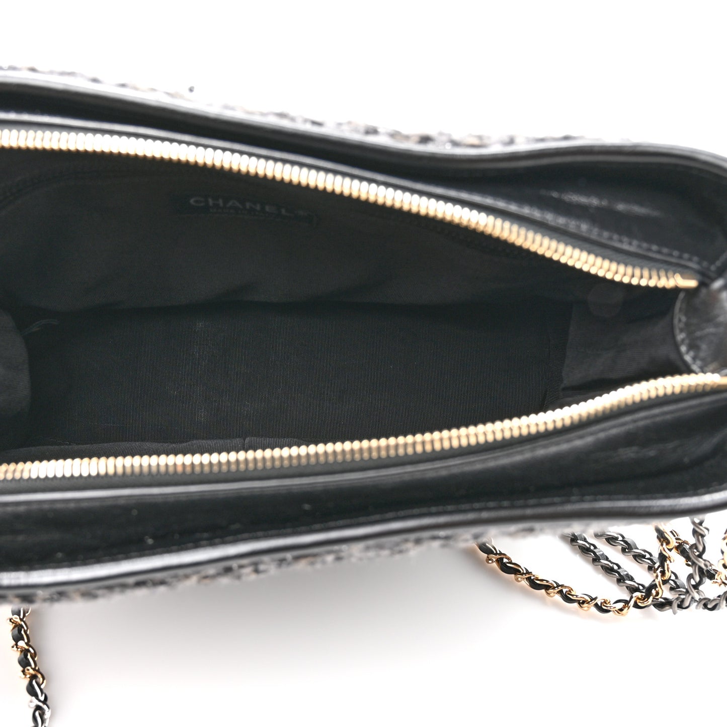 Tweed Calfskin Quilted Medium Gabrielle Hobo Black
