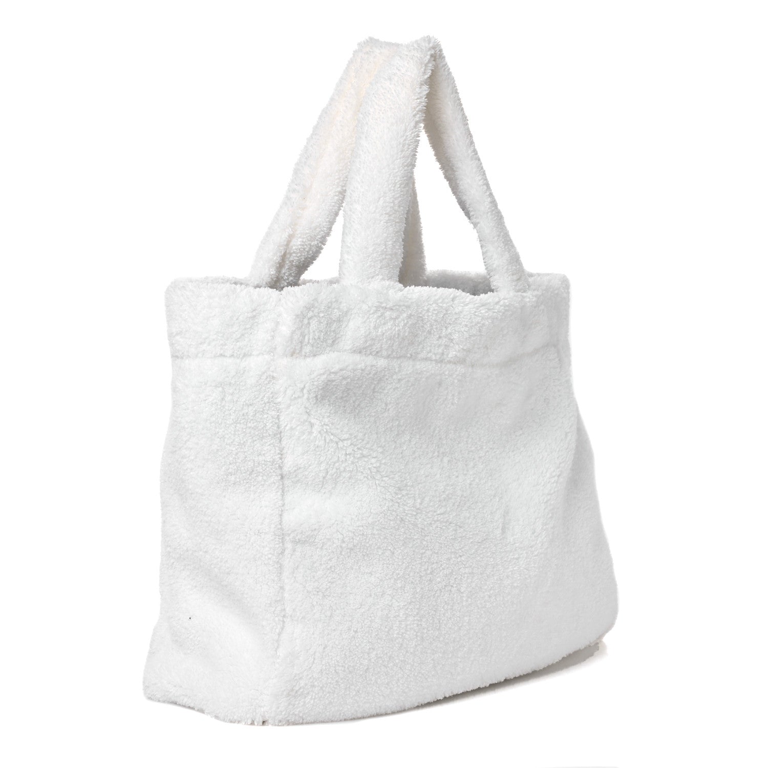Prada Terry Cloth Tote Bag White Black 3 of 12