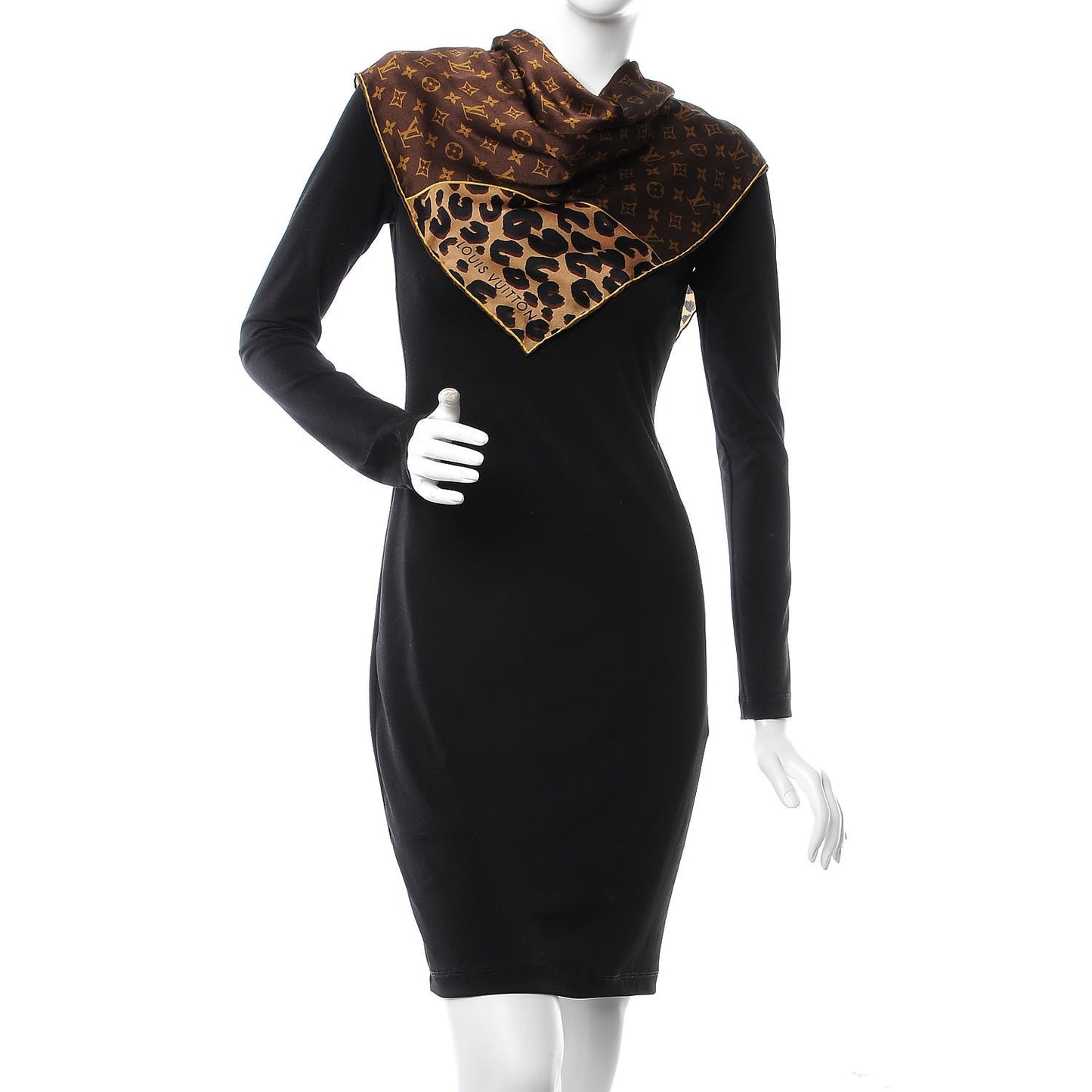 Silk Leopard Monogram Square Scarf