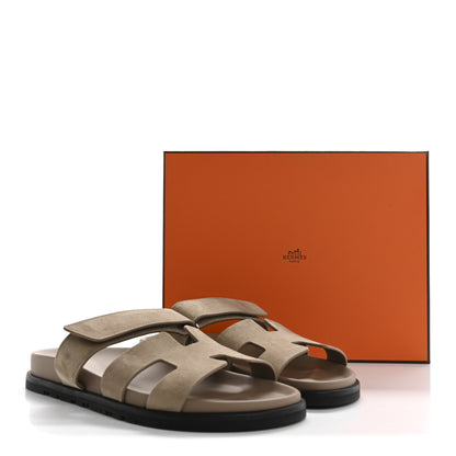 Hermes Suede Goatskin Womens Chypre Sandals 39 Beige Sable 10 of 10