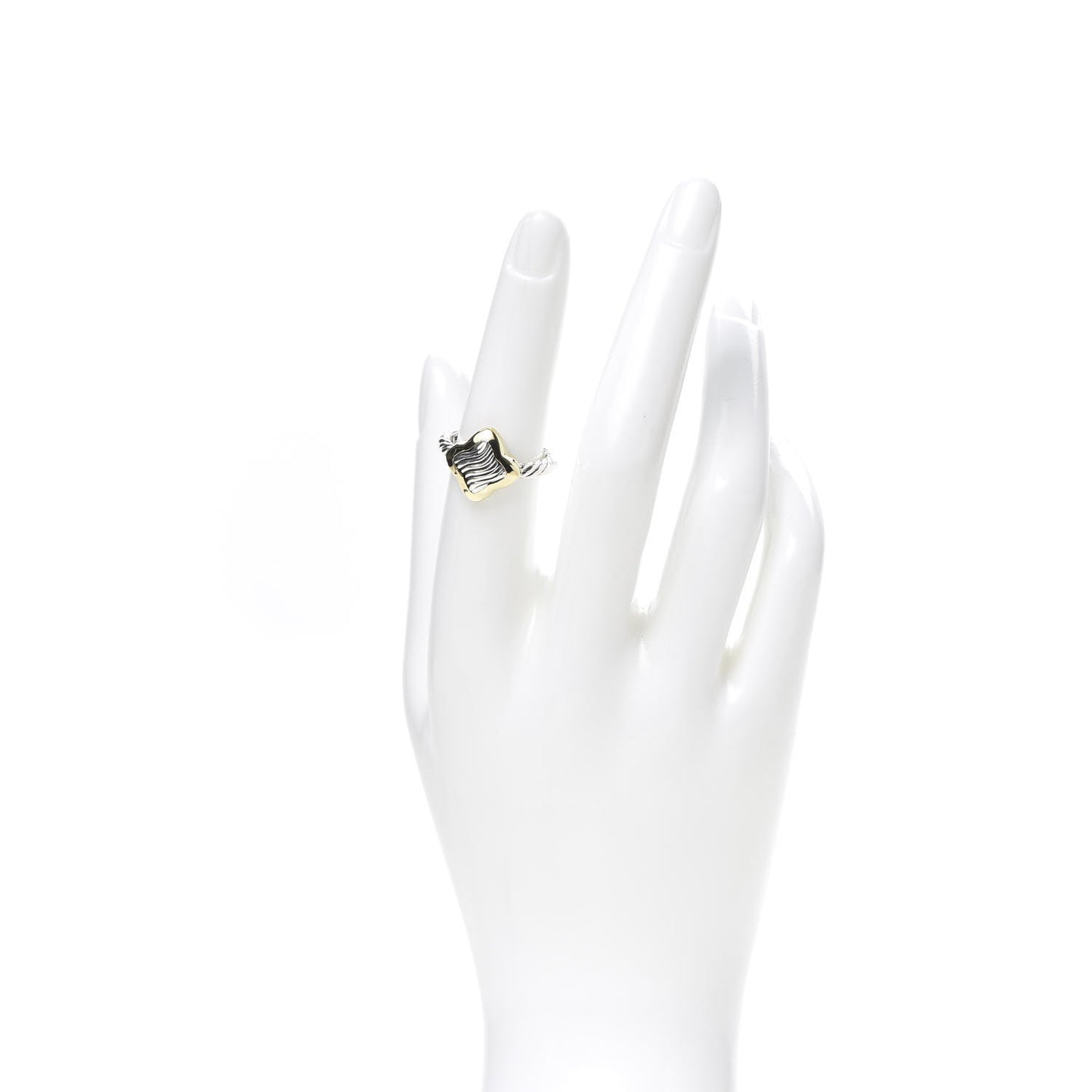 Sterling Silver 18K Yellow Gold Quatrefoil Ring 52 6