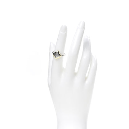 David Yurman Sterling Silver 18K Yellow Gold Quatrefoil Ring 52 6 2 of 6