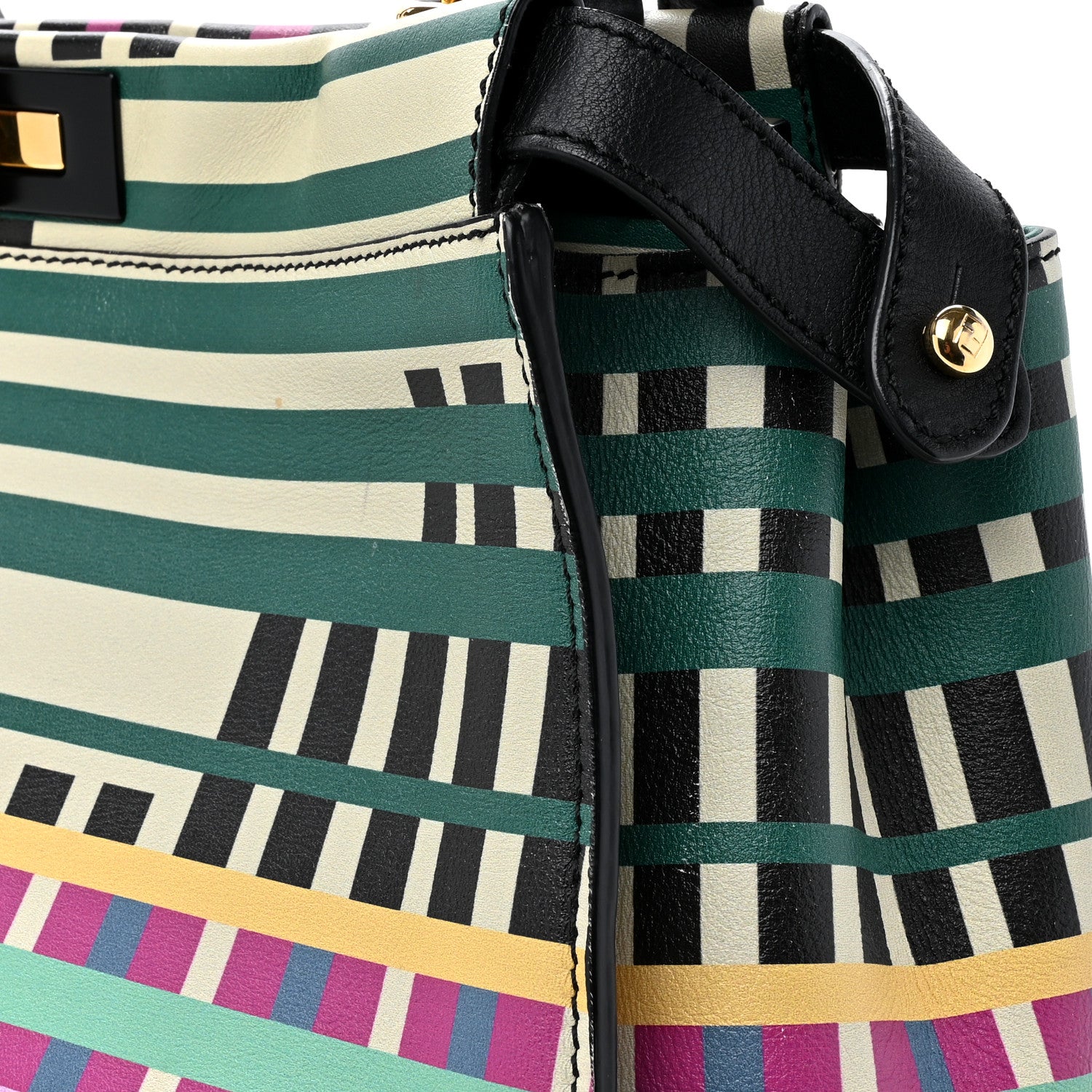 Fendi Vitello Seta Digital Print Large Peekaboo Iconic Satchel Multicolor Black 19 of 19