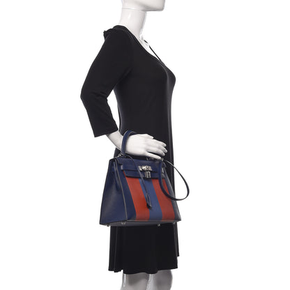 Hermes Epsom Taurillon Clemence Chevre Mysore Horseshoe Kellygraphie Lettre M Kelly Sellier 28 Bleu Sapphire Brighton Brique 3 of 12