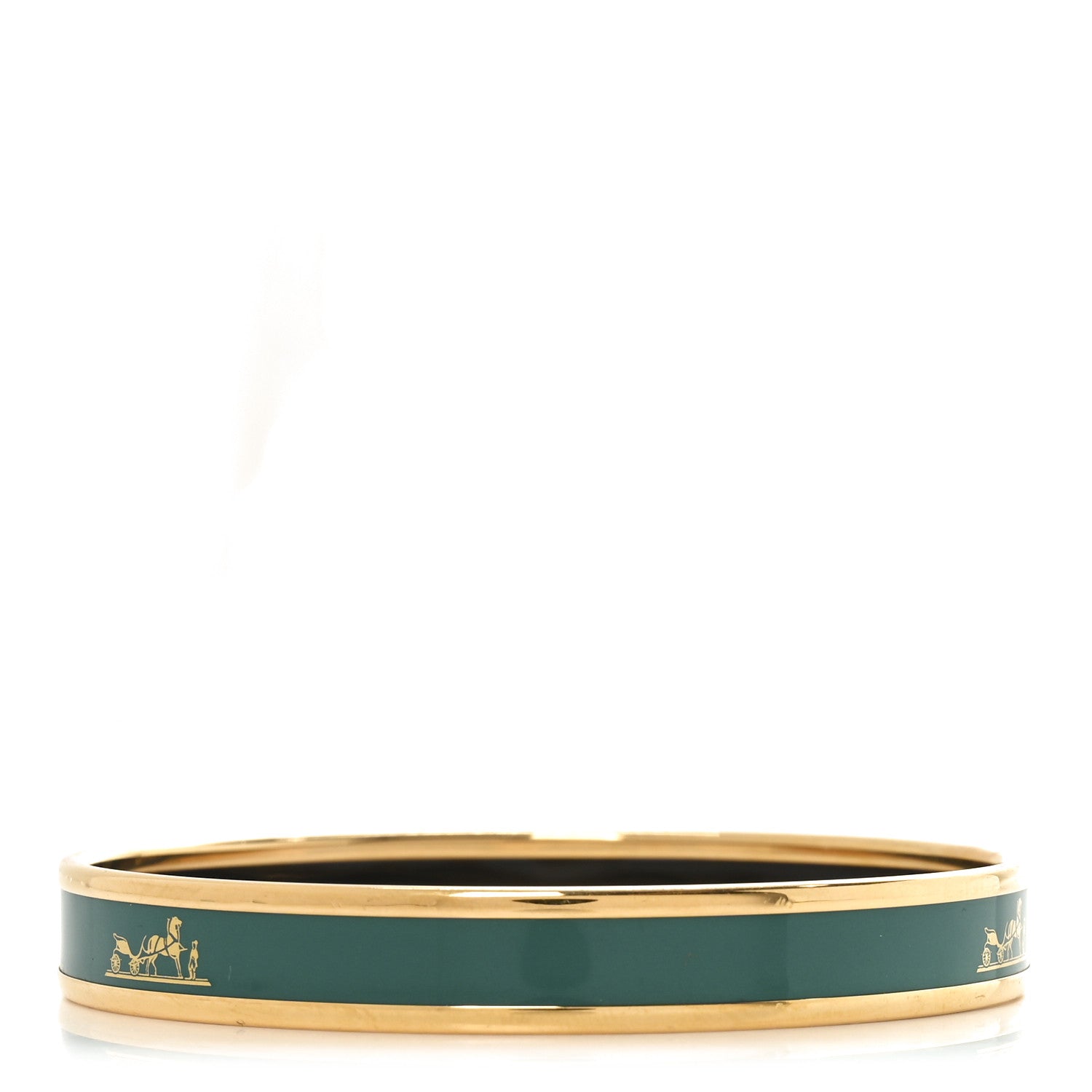 Hermes Enamel Printed Narrow Caleche Bracelet 65 Vert Sapin 3 of 5