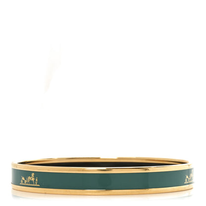 Hermes Enamel Printed Narrow Caleche Bracelet 65 Vert Sapin 3 of 5