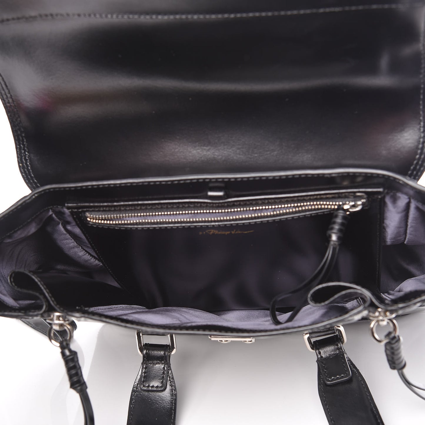 3.1 Smooth Calfskin Specchio Medium Pashli Satchel Black Silver