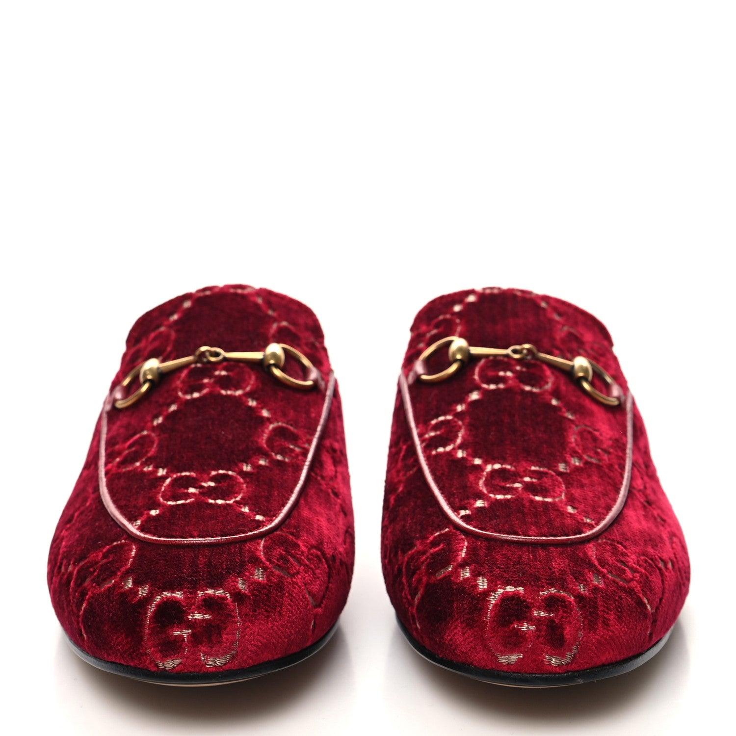 Gucci Velvet GG Monogram Womens Princetown Slippers 39 Red Cipria 2 of 8