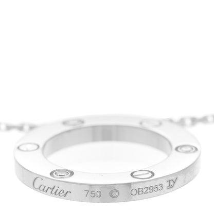 Cartier 18K White Gold 3 Diamonds LOVE Pendant Necklace 6 of 7