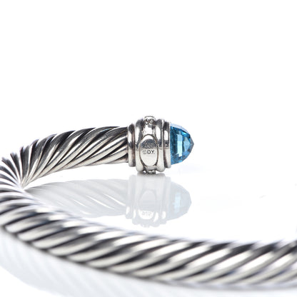 David Yurman Sterling Silver Blue Topaz Diamond 7mm Cable Classics Bracelet 5 of 5