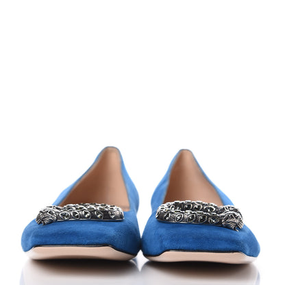 Gucci Kid Scamosciato Dionysus Ballet Flats 40 Vintage Bluette 2 of 9