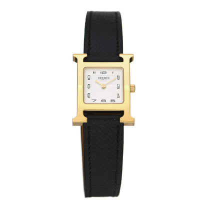 Hermes Stainless Steel Epsom 21mm Heure H Hour Quartz Watch Noir 1 of 6
