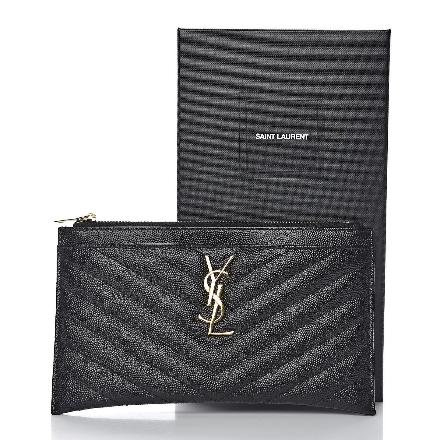 Grain De Poudre Chevron Monogram Bill Pouch Black