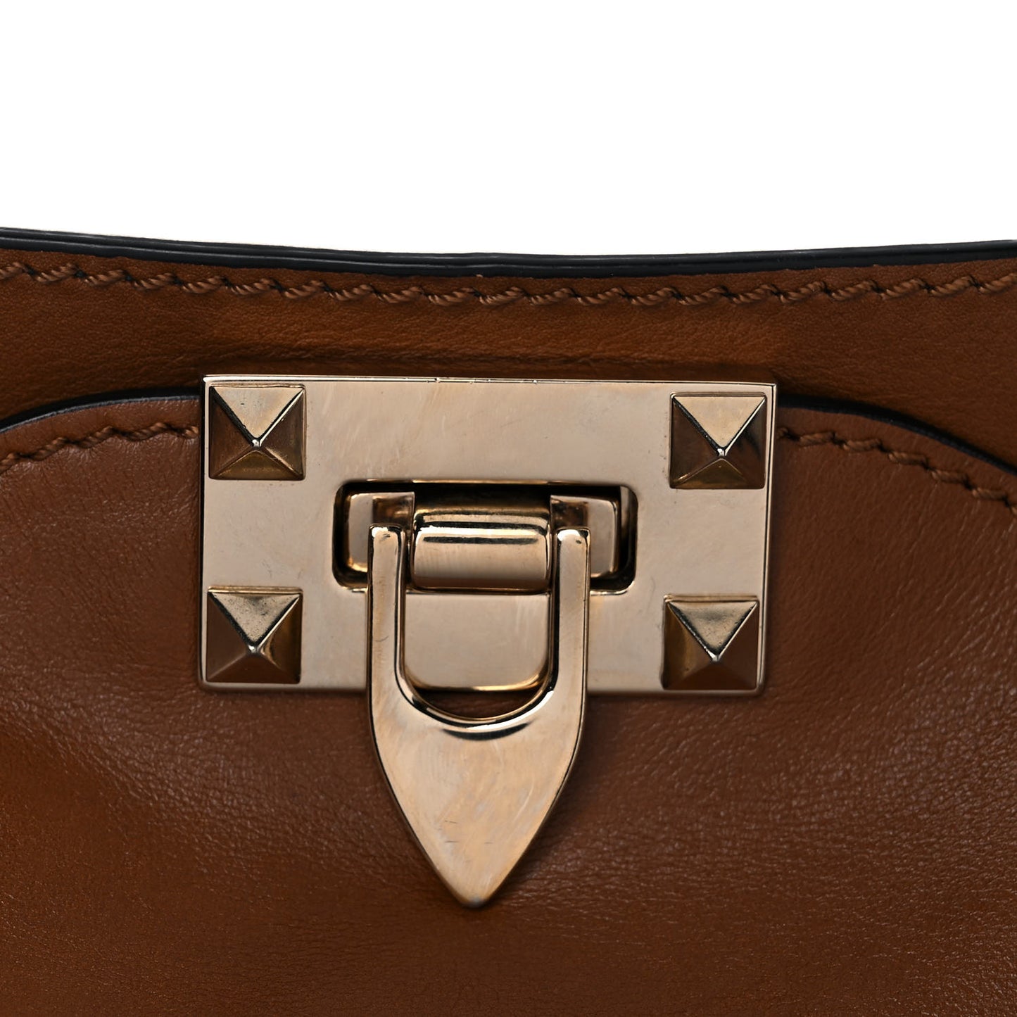 Vitello Medium Rockstud Tote Brown