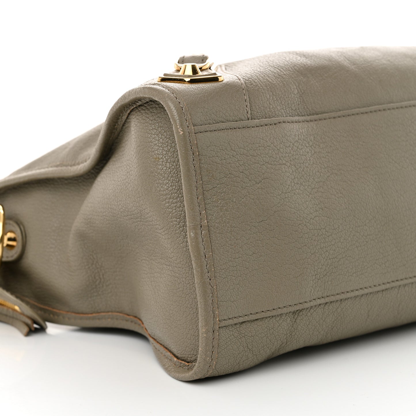 Chevre Gold Metallic Edge Hardware City Gris Taupe