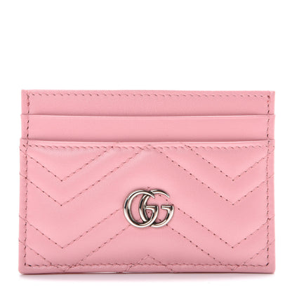 Gucci Calfskin Matelasse GG Marmont Card Holder Wild Rose 1 of 6