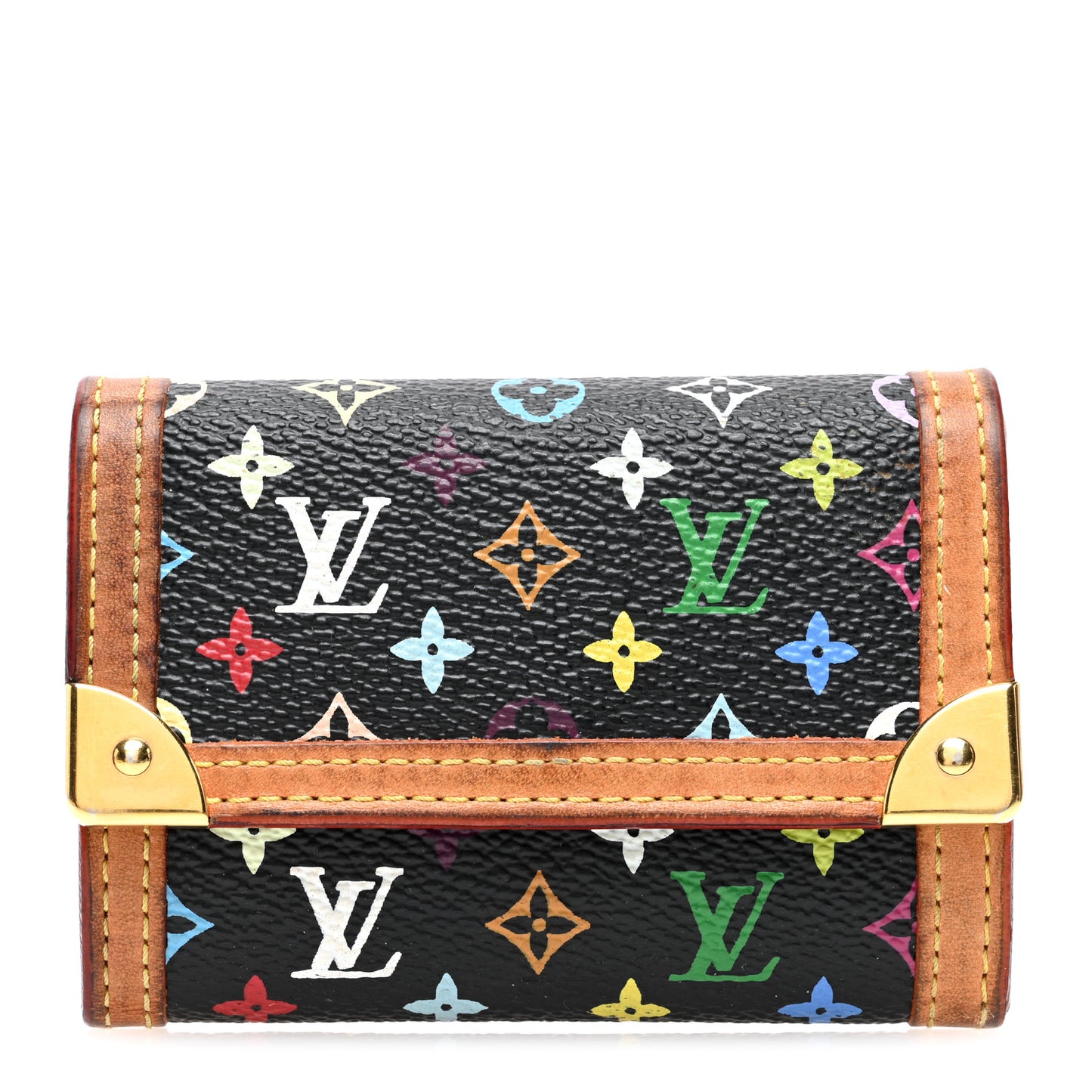 Monogram Multicolor Porte-Monnaie Plat Coin Purse Black