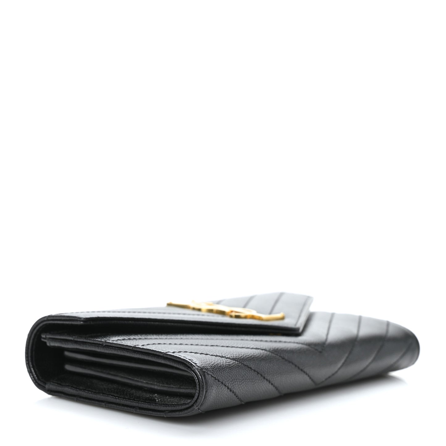 Grain De Poudre Matelasse Chevron Monogram Flap Wallet Black