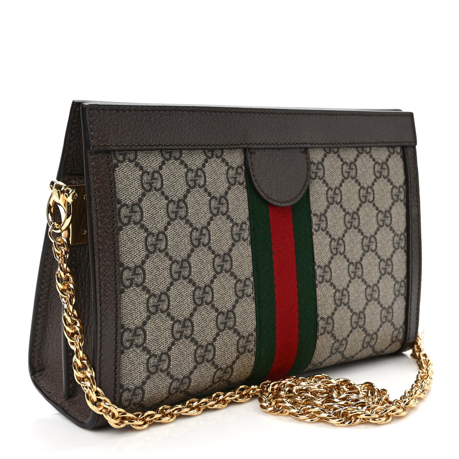 Gucci GG Supreme Monogram Web Small Ophidia Chain Shoulder Bag Brown 3 of 9