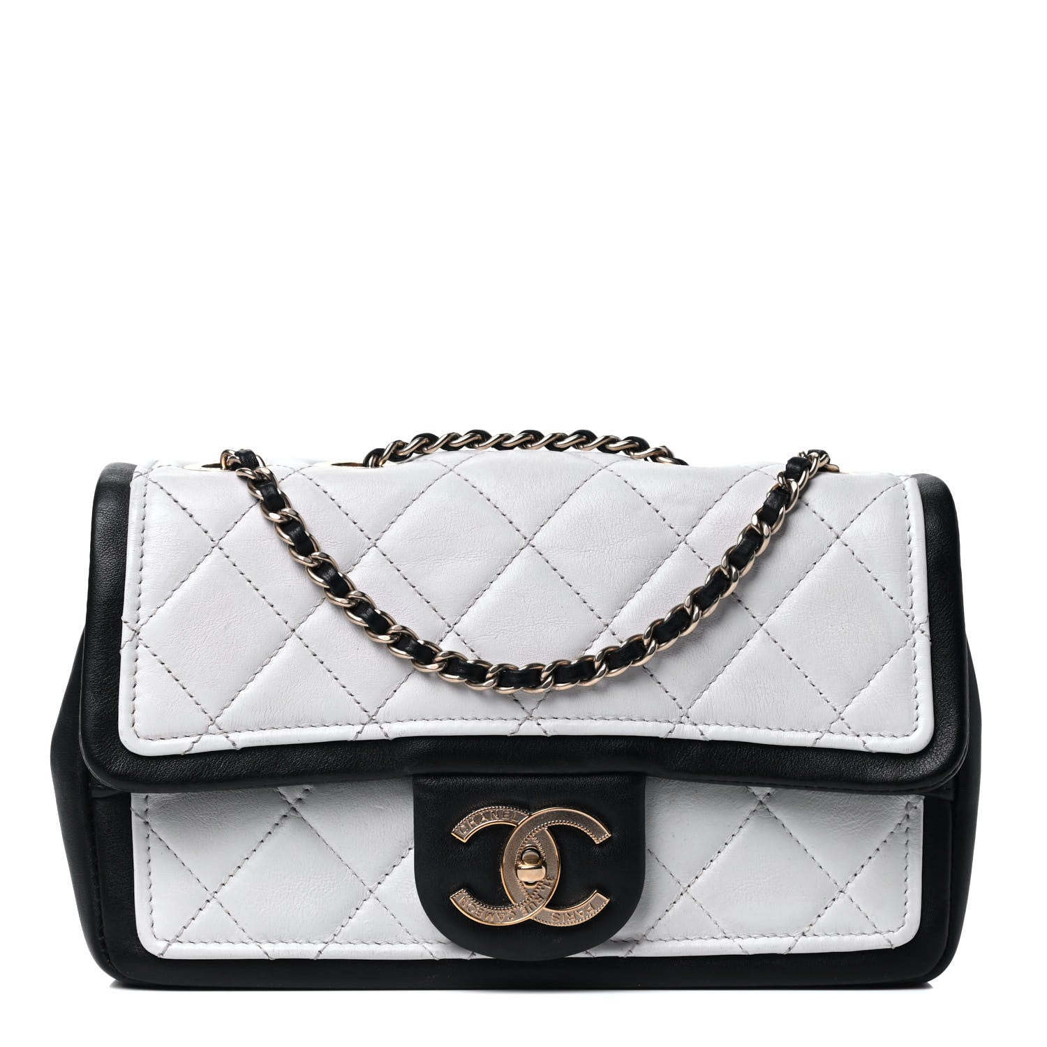 Chanel Lambskin Quilted Small Graphic Flap White Black 1 of 4