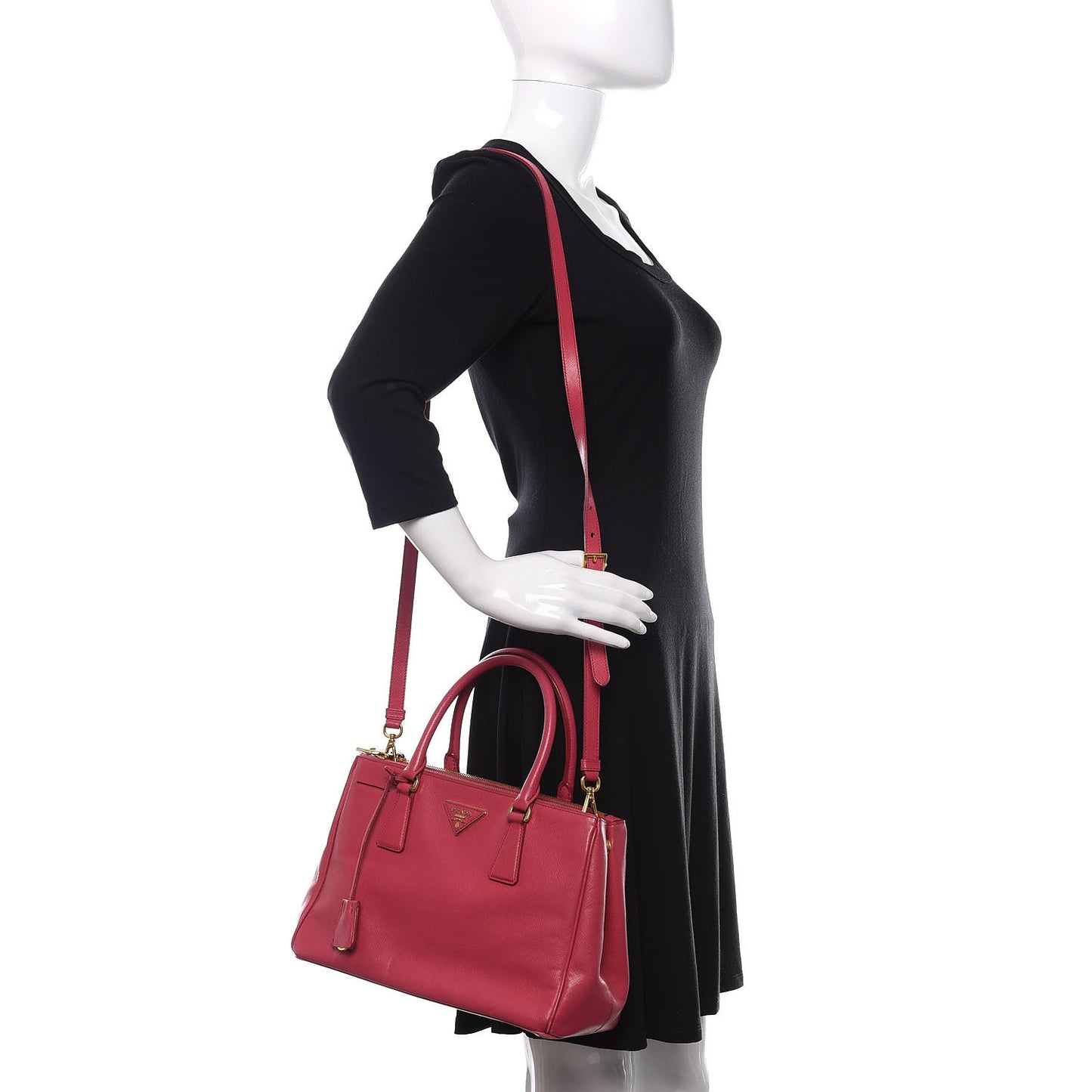 Saffiano Small Galleria Double Zip Tote Fuxia