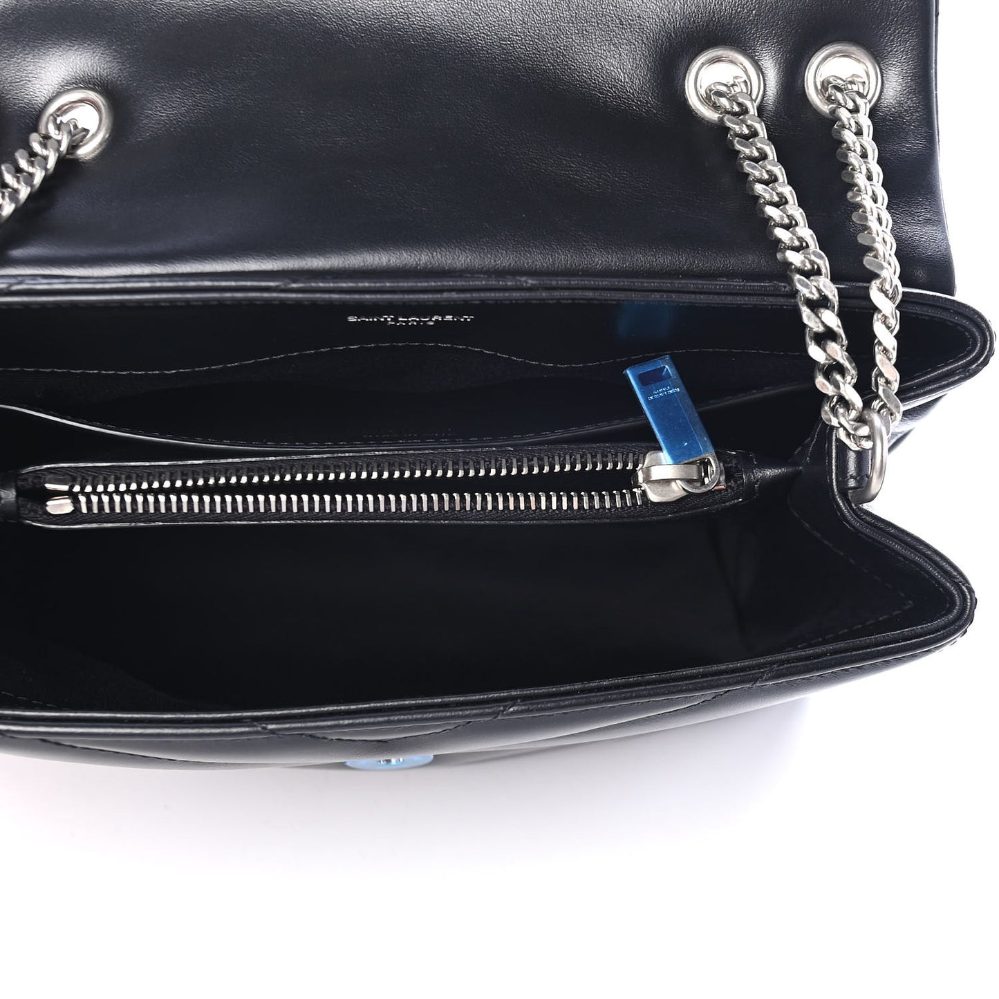 Calfskin Y Quilted Monogram Small Loulou Chain Satchel Black