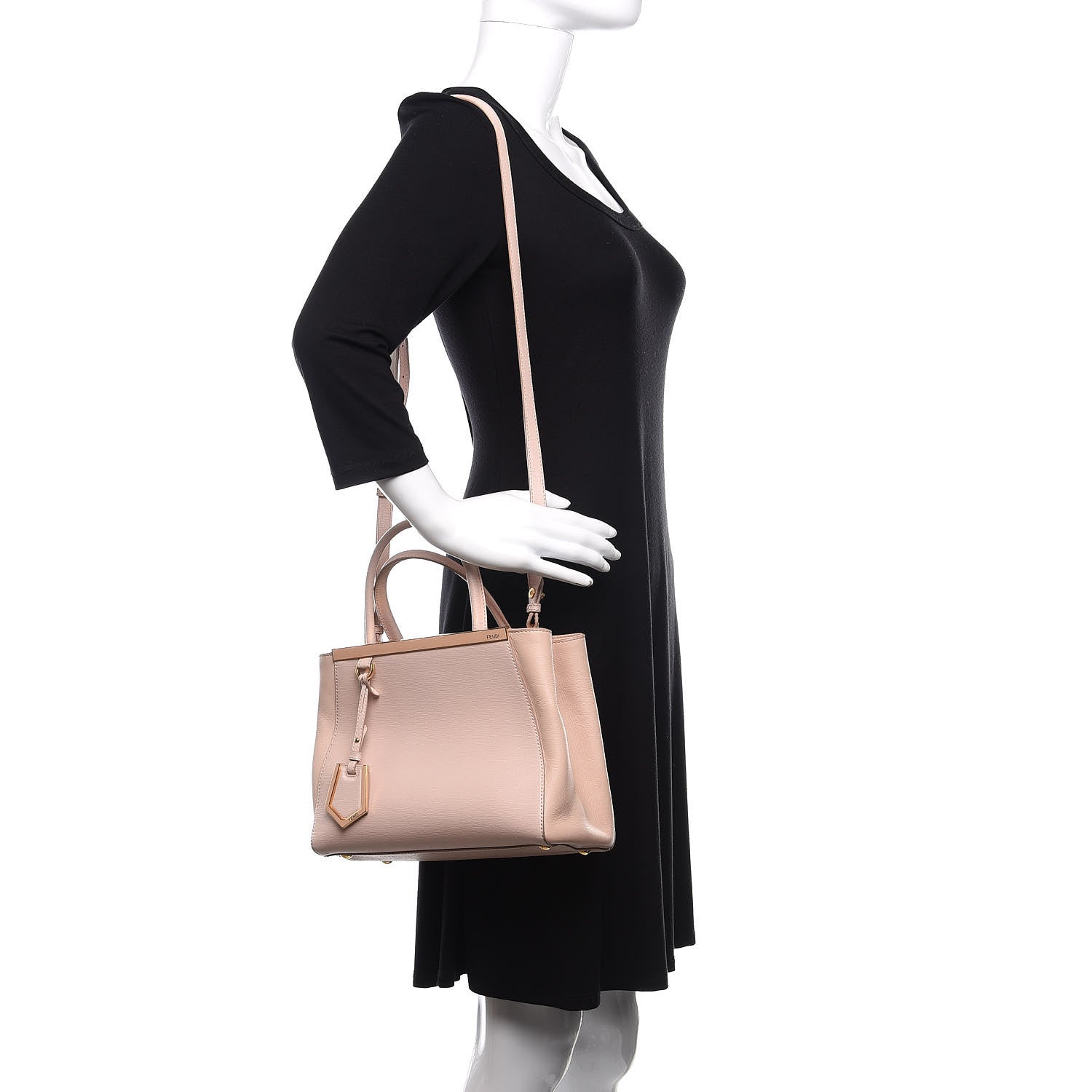 Fendi Vitello Elite Flamingo Petite 2Jours Tote Rosa Plaster 3 of 16