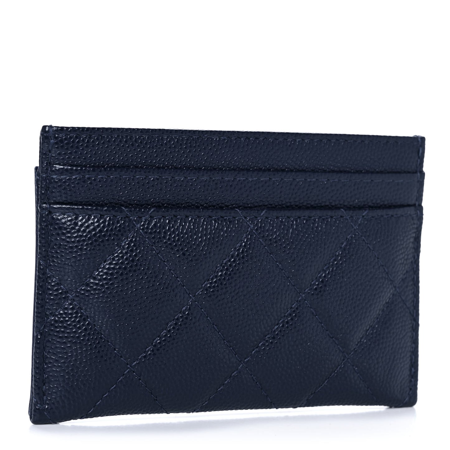 Caviar Quilted Filigree Card Holder Navy Blue