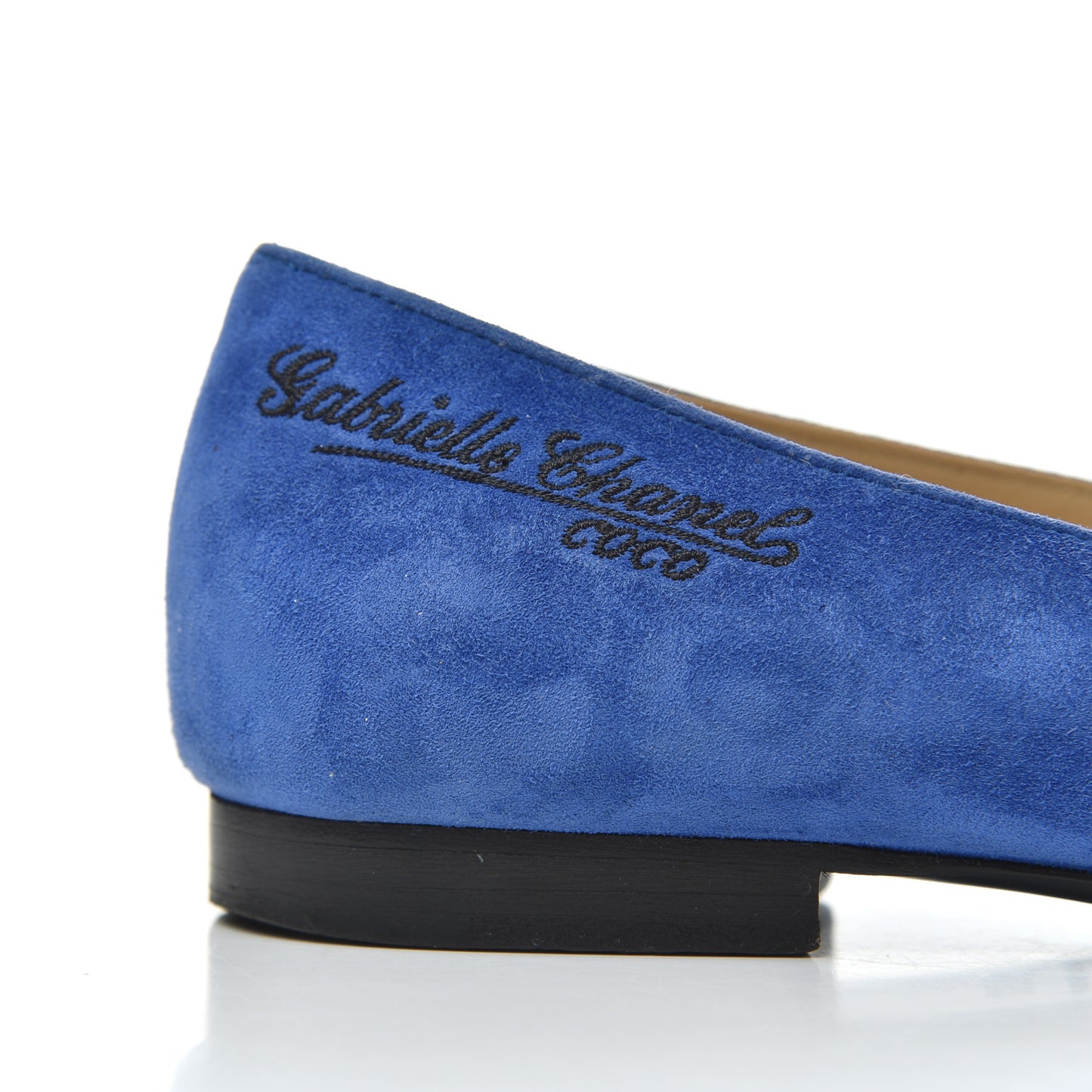 Suede Satin Cap Toe Gabrielle Ballerina Flats 36.5 Royal Blue Black
